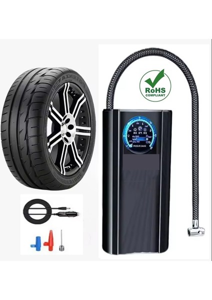 Slim Siyah Model Oto Kompresör Araç Lastik Şişirici Hava Pompası Taşınabilir