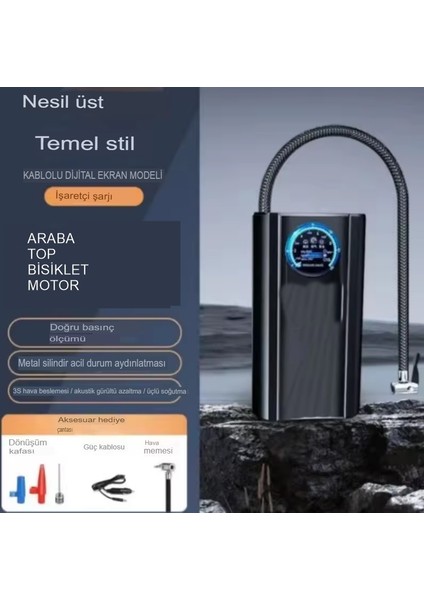 Slim Siyah Model Oto Kompresör Araç Lastik Şişirici Hava Pompası Taşınabilir modelleri