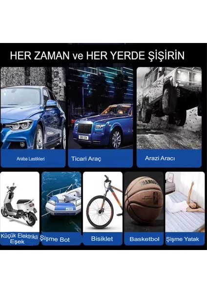 Slim Siyah Model Oto Kompresör Araç Lastik Şişirici Hava Pompası Taşınabilir indirimleri