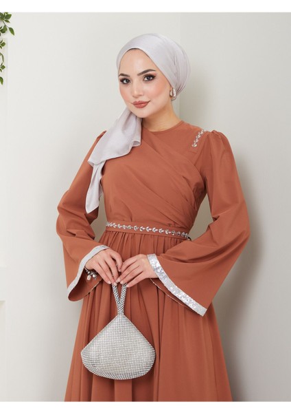 Kemeri Taşlı Krep Abiye Elbise 2706 modelleri