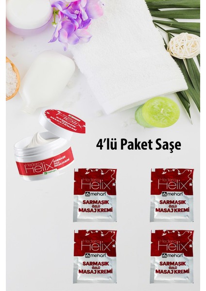 4'lü Paket Masaj Kremi Hedera Helix Sarmaşık Okaliptus Karabaş Özlü Yatıştırıcı Cep Boy Saşe 3ml