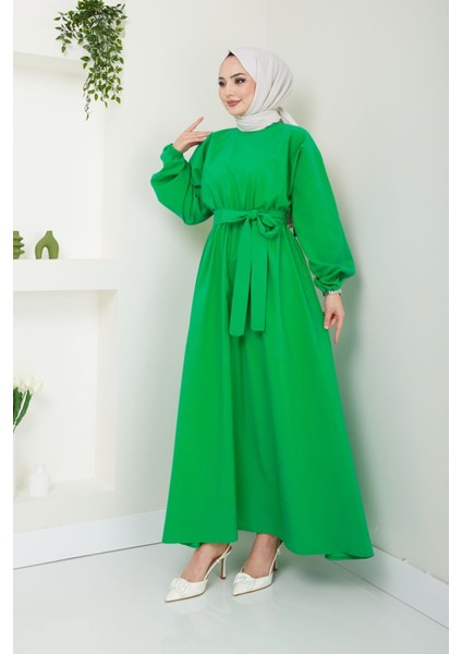 Beli Lastikli Terikoton Elbise 2683