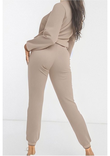 Kadın Bej Pamuklu Pijama Takımı