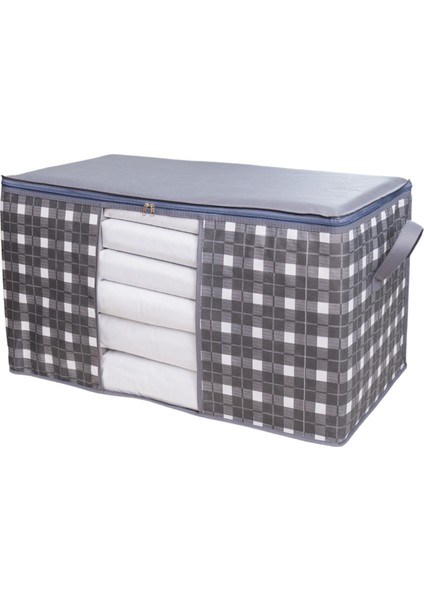 4 Adet Mega Boy Pencereli Kare Desenli Ekose Gri Yastık Yorgan Düzenleyici Hurç Seti 90X50X50 cm fırsatları