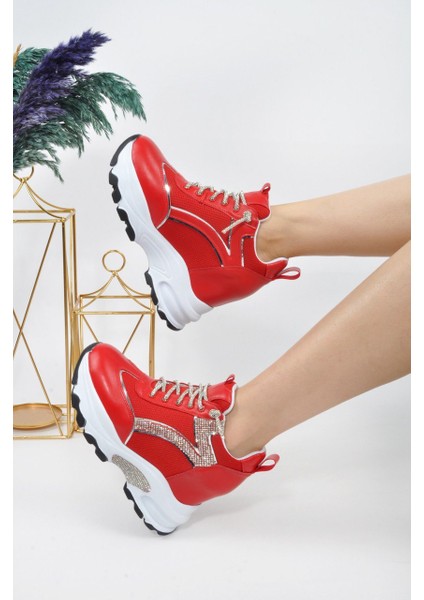 Lady Simli Dolgu Topuklu Kadın Spor Ayakkabı Sim Bağcıklı fiyatları