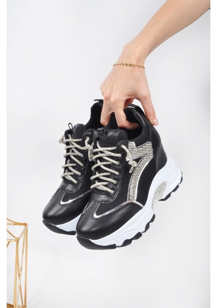 Lady Simli Dolgu Topuklu Kadın Spor Ayakkabı Sim Bağcıklı fiyatları