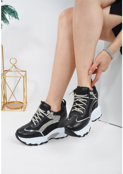 Lady Simli Dolgu Topuklu Kadın Spor Ayakkabı Sim Bağcıklı modelleri