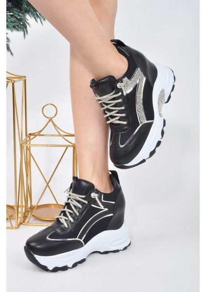 Lady Simli Dolgu Topuklu Kadın Spor Ayakkabı Sim Bağcıklı fırsatları