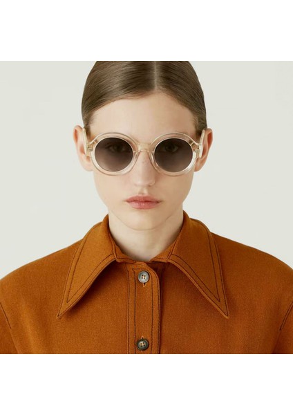 6454 8 Yuvarlak Şeffaf Pembe Kadın Güneş Gözlüğü modelleri