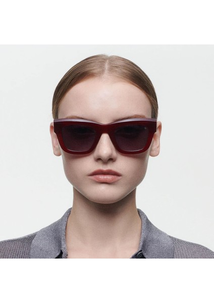 6897 6 Kare Bordo Kadın Güneş Gözlüğü modelleri