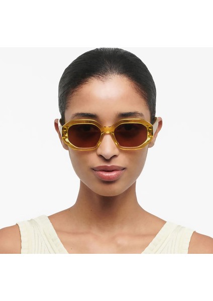 6944 7 Geometrik Şeffaf Sarı Kadın Güneş Gözlüğü modelleri