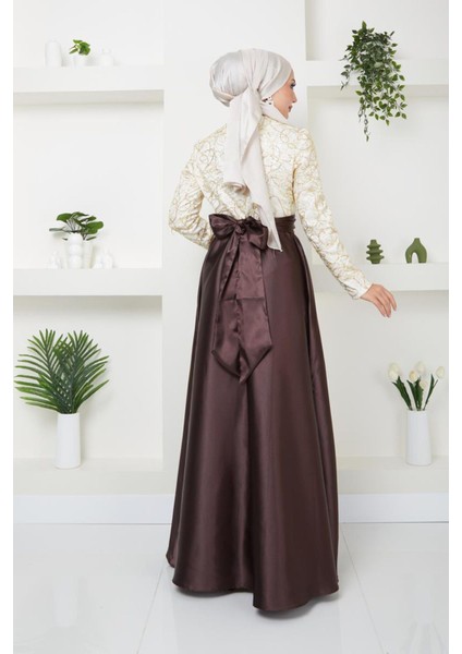 Pul Detaylı Saten Abiye 1043