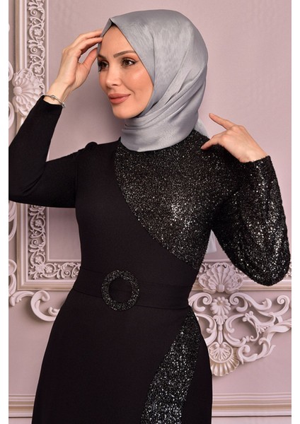 Pul Detaylı Tesettür Abiye 2524