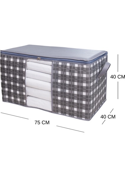 4 Adet Büyük Boy Pencereli Kare Desenli Ekose Gri Yastık Yorgan Düzenleyici Hurç Seti 75X40X40 cm indirimleri