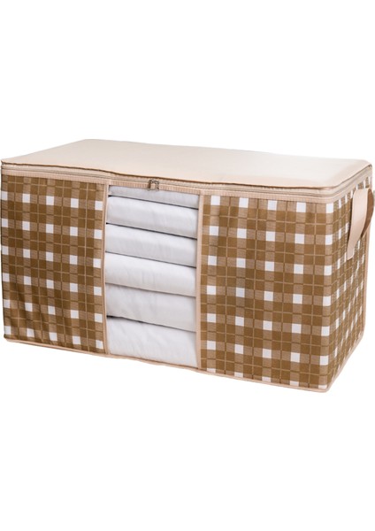 4 Adet Büyük Boy Pencereli Kare Desenli Ekose Bej Yastık Yorgan Düzenleyici Hurç Seti 75X40X40 cm indirimleri