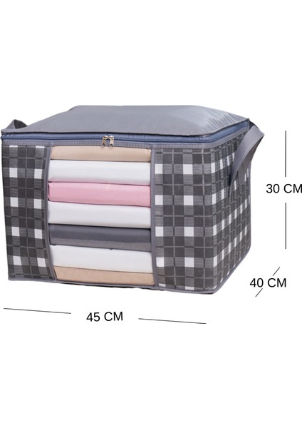 2 Adet Orta Boy Pencereli Kare Desenli Ekose Gri Kazak Pike Battaniye Düzenleyici Hurç Seti 45X40X30 cm indirimleri