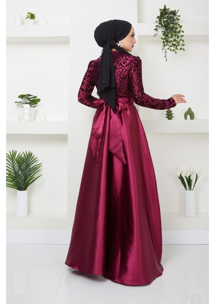 Kabartma Desenli Saten Abiye 1042