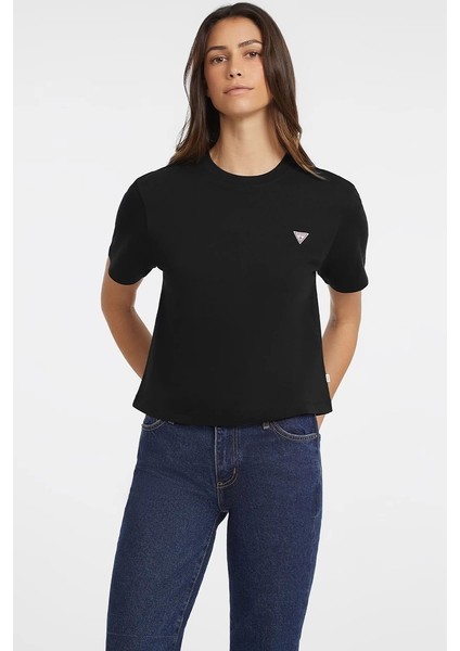 Kadın Boxy Mini Üçgen Logolu T-Shirt