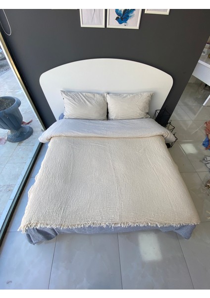 Müslin Yatak Örtüsü Pike-Çift Kişilik-Ivory-%100 Pamuk