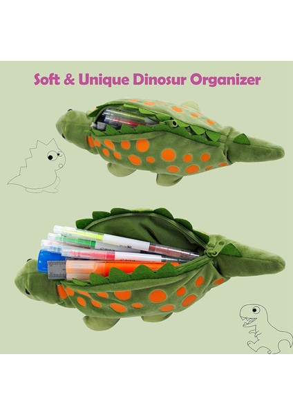 Erkek Için Kalem Kutusu, Yumuşak 3D Peluş Kalem Kılıfı Çanta Okul Malzemeleri Için Kırtasiye Kutusu Organizatör Kalem Kutusu, Yeşil Dinozor (Yurt Dışından) fırsatları