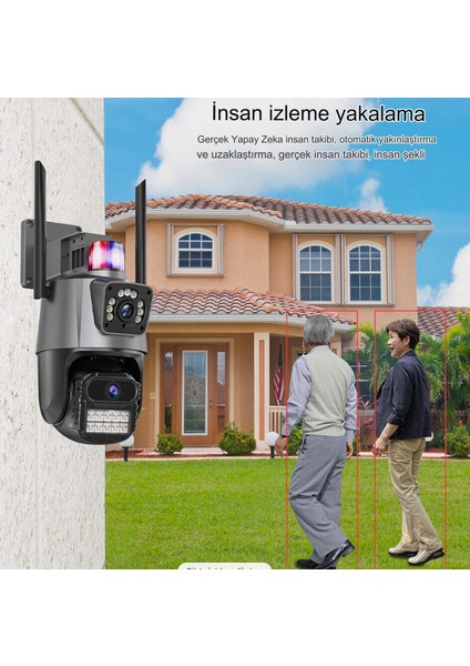 8mp 4K Ip Kamera Açık Wifi Ptz Çift Lens Çift Ekran Otomatik Izleme Su Geçirmez Güvenlik Kamera