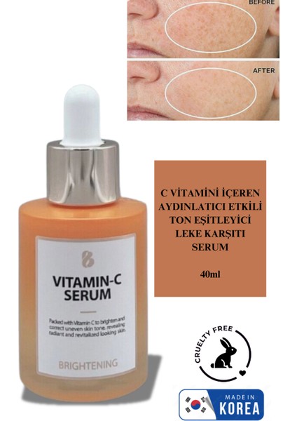 Aydınlatıcı ve Cilt Tonu Eşitleyici Leke Karşıtı C Vitamini Cilt Serumu 40ML