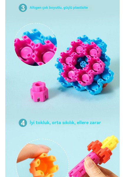 Renkli Plastik Parçacık Yapı Taşı Oyuncaklarını Birleştiren Çocuk Altıgen Yapı Taşları (Yurt Dışından)