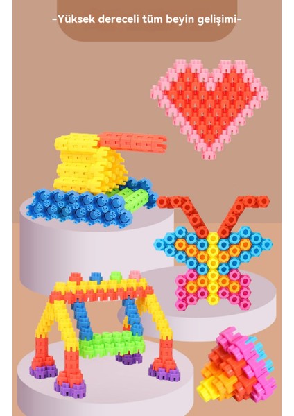 Renkli Plastik Parçacık Yapı Taşı Oyuncaklarını Birleştiren Çocuk Altıgen Yapı Taşları (Yurt Dışından)