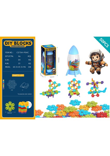 Parçacık Yapı Taşları Yapboz Yaprak Kar Taneleri 50PCS [kare Pencere Renk Kutusu] (Yurt Dışından)