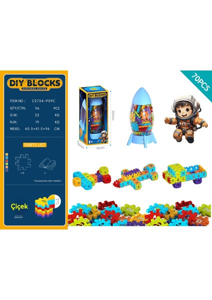 Parçacık Yapı Taşları Bulmaca 3.6cm Kare Yapı Taşları 70PCS [kare Pencere Renk Kutusu] (Yurt Dışından)