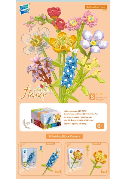 Yapı Taşları Buket Diy El Yapımı Çiçek Aranjmanı Seti Yapı Taşları 8 Çiçekler (Yurt Dışından) fiyatları