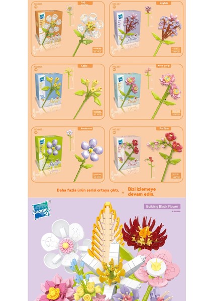 Yapı Taşları Buket Diy El Yapımı Çiçek Aranjmanı Seti Yapı Taşları 8 Çiçekler (Yurt Dışından) modelleri
