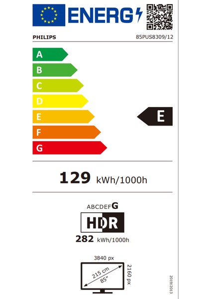 85PUS8309/12 85'' 215 Ekran Uydu Alıcılı 4K Ultra HD LED Ambilight TV