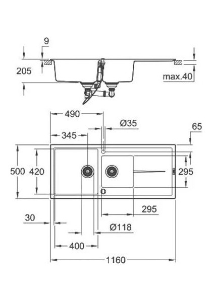 K400 Eviye 80-C 116/50 1.5 Rev 31643AT0 ve Grohe Minta Tek Kumandalı Spiralli Eviye Bataryası modelleri
