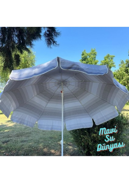 Plaj Şemsiyesi (Pamuk Kumaş) Deniz, Balkon, Bahçe (Bidonsuz) 2 Metre, 10 Telli