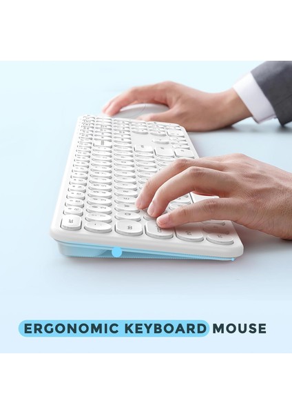 Kablosuz Klavye ve Mouse, USB ve Type-C - Beyaz