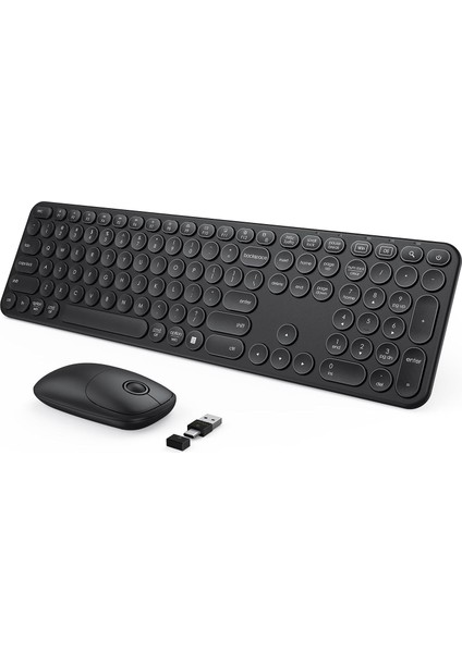 Kablosuz Klavye ve Mouse, USB ve Type-C - Siyah