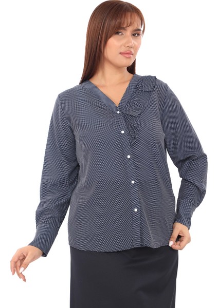 Puantiyeli Büyük Beden Klasik Gömlek modelleri