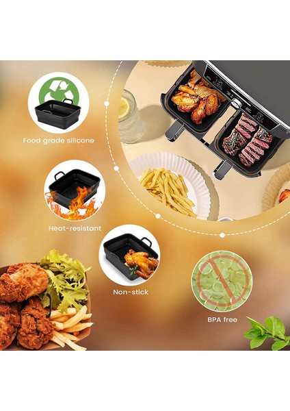 Ninja Çift Hava Fritöz AF400UK ve Kule T17088 Için Silikon Hava Fritöz Gömlekleri, Katlanabilir Silikon Hava Fritöz Sepeti Ekler (Yurt Dışından)