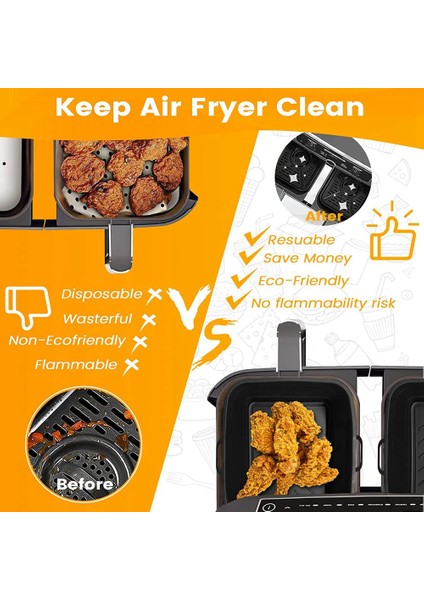 Ninja Çift Hava Fritöz AF400UK ve Kule T17088 Için Silikon Hava Fritöz Gömlekleri, Katlanabilir Silikon Hava Fritöz Sepeti Ekler (Yurt Dışından)