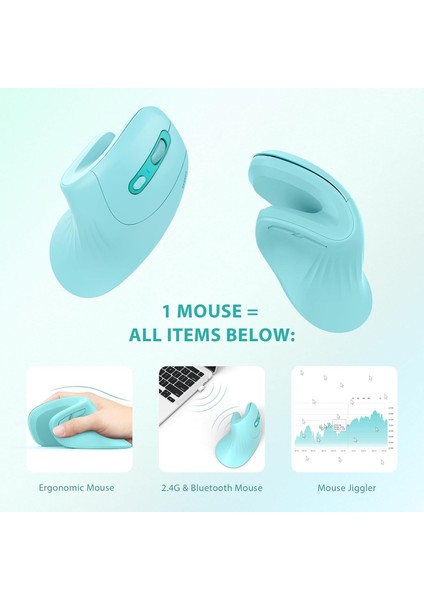 Ergonomik Kablosuz Dikey Mouse, Bluetooth 4.0+Usb - Nane Yeşili