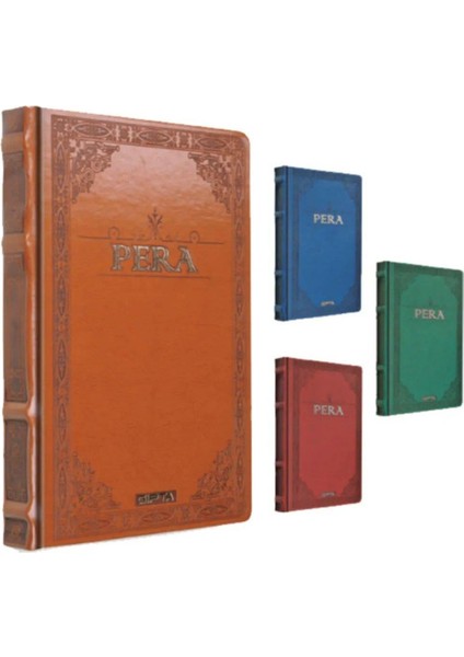 Pera 17x24 Mavi Çizgisiz Deri Kapak Ciltli Defter