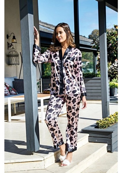 Dalmaçyalı Saten Uzun Kol Düğmeli Saten Pijama Takımı - 2015