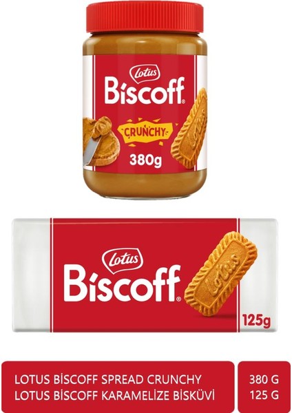 Biscoff Crunchy Spread Bisküvi Kreması 380 gr + Biscoff Karamelize Bisküvi 125 gr