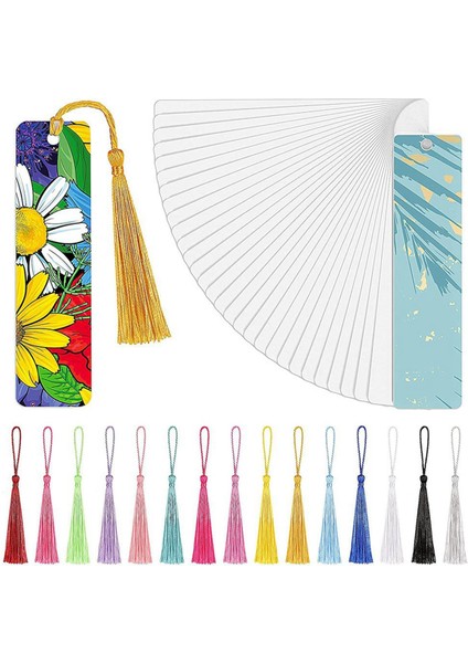 Isı Transferi Süblimasyon Boş Metal Kitap Ayracı, Anahtarlıklar El Sanatları Projeleri Için Renkli Püsküllü Alüminyum Dıy Kitap Ayraçları (Yurt Dışından)