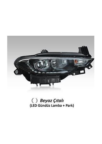 Far Sağ Motorlu Fiat Egea 2016-2020 Beyaz Çıtalı LED Drl+Park 52214453 101136 Ayfar