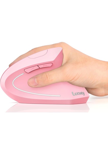 Dikey Kablosuz Ergonomik Mouse, Şarj Edilebilir 2.4g Optik - Pembe