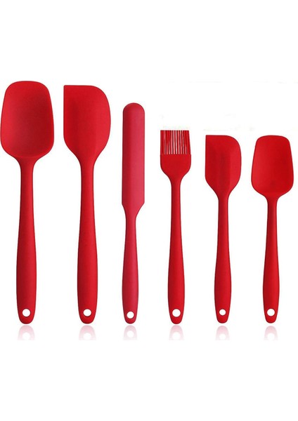 6 Parça Silikon Spatula Seti - Isıya Dayanıklı Mutfak Bakeware Gereçleri Setleri, Yapışmaz Kauçuk Spatula Kazıyıcı Kırmızı (Yurt Dışından)