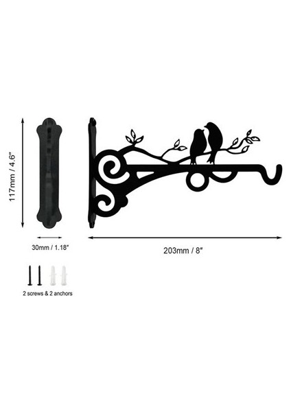 Metal Asılı Sepet Kancaları Katı Vidalar ile Açık Bitki Braketi Duvara Monte Kanca Bitkiler Fener Kuş Besleyici 2 Adet (Yurt Dışından)