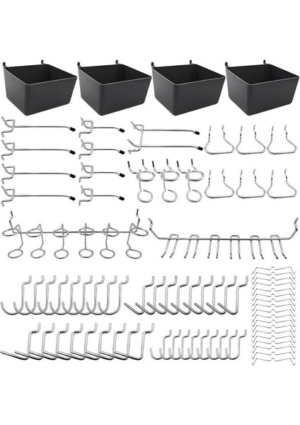 80 Parça Delikli Pano Kanca Çeşitleri, Pegboard Kovaları, Mandallı Kilitler (Yurt Dışından)